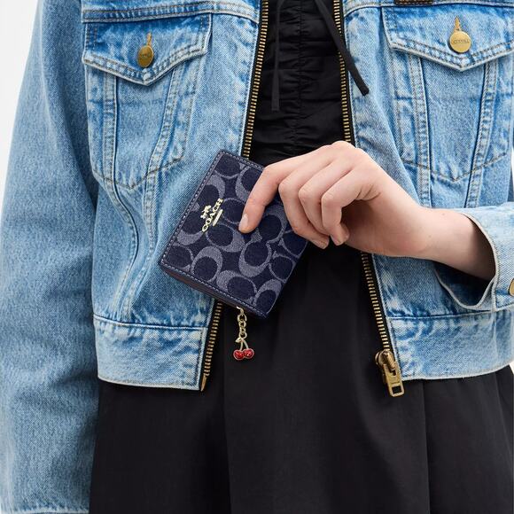 🍒 Coach Snap Wallet In Signature Denim - Picture 4 of 12